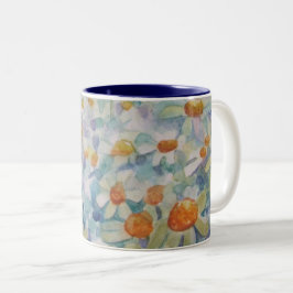 Blommigten Daisy för färgen Flower Meadow Watercol Två-Tonad Mugg