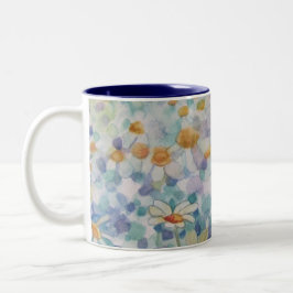 Blommigten Daisy för färgen Flower Meadow Watercol Två-Tonad Mugg