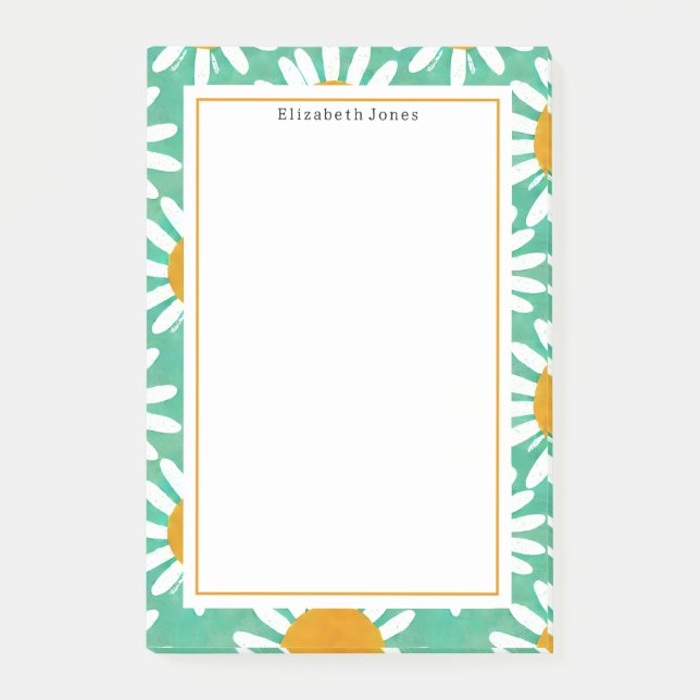 Blommigten Daisy för folkkonst Post-it Block (Framsida)