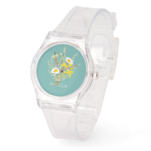 Blommigten Daisy för Wildblommor Bouquet Anpassat Armbandsur