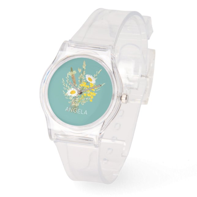 Blommigten Daisy för Wildblommor Bouquet Anpassat  Armbandsur (Vinkel)