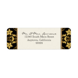 Blommigten Damask för marockanskt vin Glitter Form Returadress Etikett