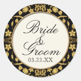 Blommigten Damask för marockanskt vin Glitter Form Runt Klistermärke