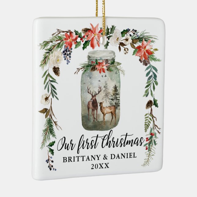 Blommigten Deers PHOTO BAK Julgransprydnad Keramik (Höger)