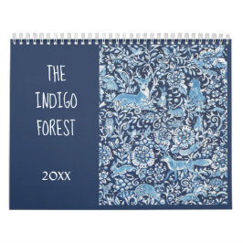 Blommigten Delft för Blue & White Indigo Forest An Kalender