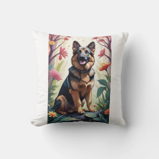 Blommigten Deorative Pillow för den tyska Shepherd Kudde