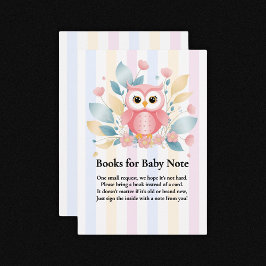 Blommigten Design Baby Shower för Cute Rosa Uggla  Tilläggskort