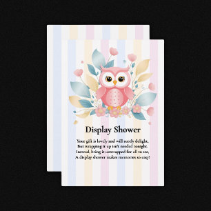 Blommigten Design Baby Shower för Cute Rosa Uggla Tilläggskort