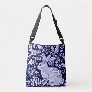 Blommigten Designer Tote Bag & White Rabbit Birds Axelväska