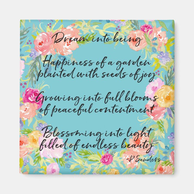 Blommigten Dream Dikt Watercolor Magnet (Framsidan)