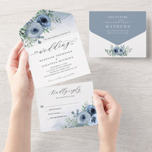 Blommigten Dusty Blue Bröllop med vismisk Elegant (Skapare uppladdad)