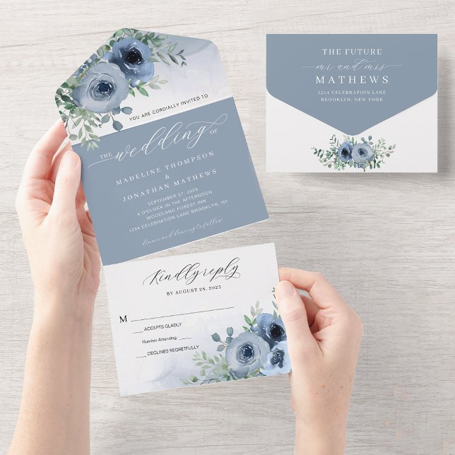 Blommigten Dusty Blue Bröllop med vismisk Elegant (Skapare uppladdad)