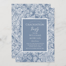 Blommigten Dusty Blue Line Art Wildblommor Inbjudningar