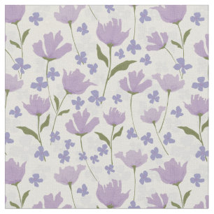 Blommigten Dusty Lila and Cream Ivory Flowers Skri Tyg