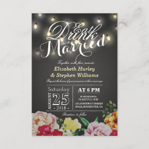 Blommigten EAT Drink and be Married String Light C Inbjudningar