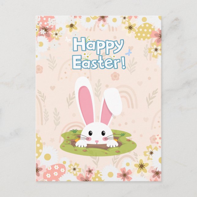 Blommigten Egg För barn Glad påsk Helg Vykort (Framsida)
