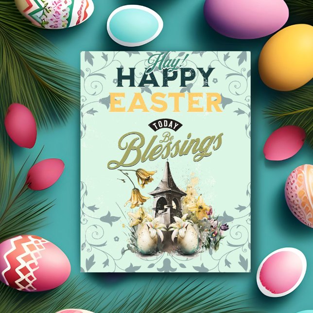 Blommigten Egg Glad påsk Julkort (Skapare uppladdad)