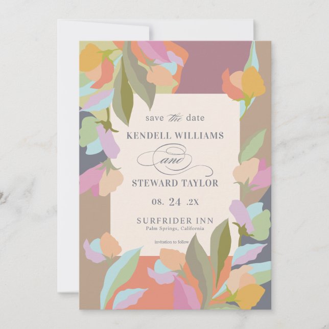 Blommigten Elegance Boho Bröllop Inbjudningar (Framsida)