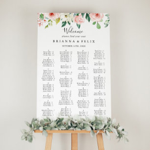 Blommigten elegant - - alfabetiskt sittningsschem poster