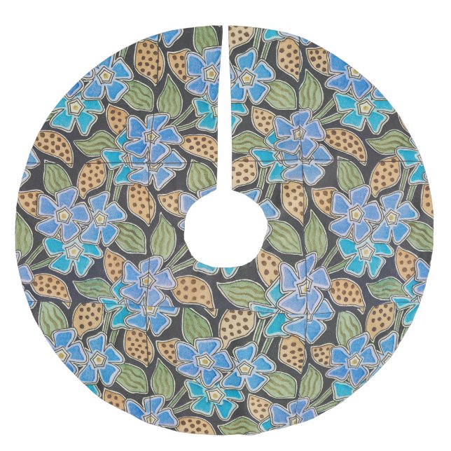 Blommigten elegant Blå perivinkle, blå , klassisk Julgransmatta Borstad Polyester (Framsidan)