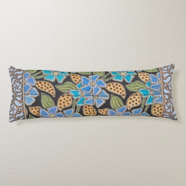 Blommigten elegant Blå perivinkle, blå , klassisk Kroppskudde (Baksidan)