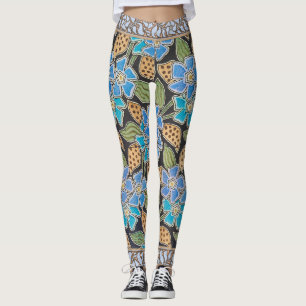 Blommigten elegant Blå perivinkle, blå , klassisk Leggings