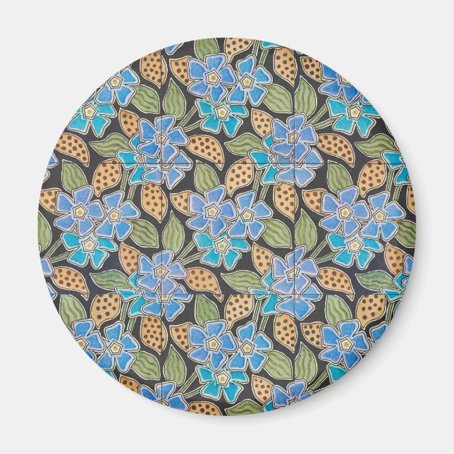 Blommigten elegant Blå perivinkle, blå , klassisk Magnet (Framsidan)