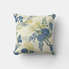 blommigten elegant blåa blommor vid kuddar/vintaga kudde