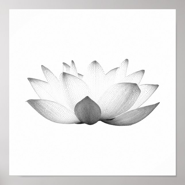 Blommigten elegant Black & White Lotus Poster (Framsidan)