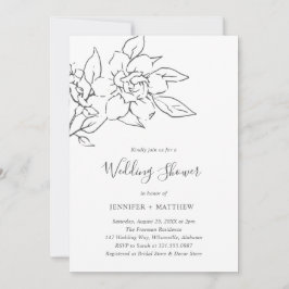 Blommigten Elegant bröllop för neutralt Line Art Inbjudningar