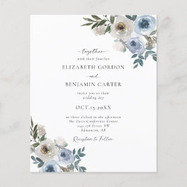 Blommigten Elegant Bröllop i Budget Dusty Blue -