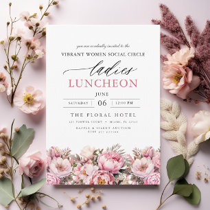 Blommigten elegant Charity Lunch Watercolor Inbjudningar
