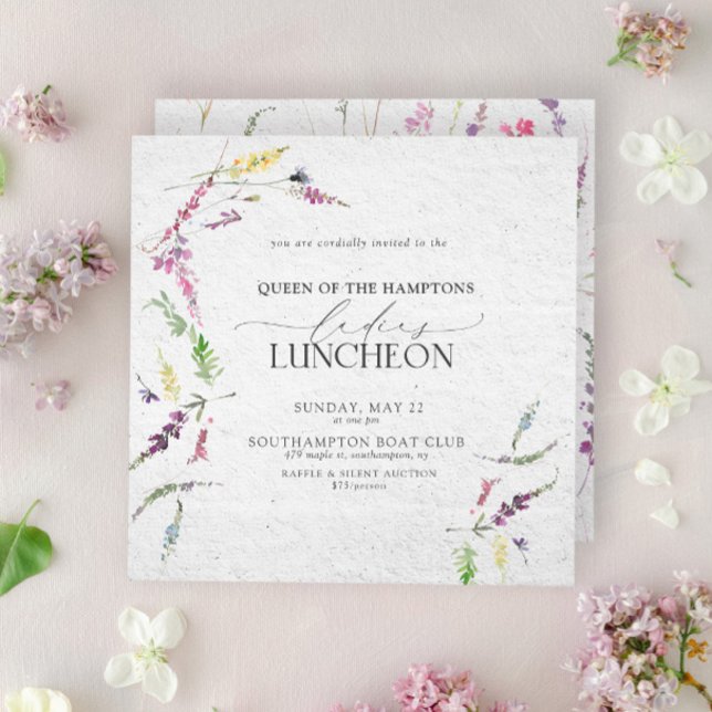 Blommigten elegant Charity Lunch Watercolor  Inbjudningar (Easily personalize with your unique details)