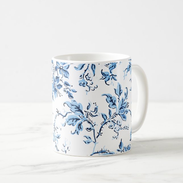 Blommigten elegant Delft Blue och White Kaffemugg (Framsida höger)