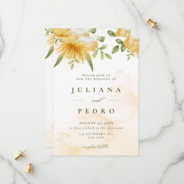 Blommigten Elegant för vattenfärg orange Spara dat Datumet