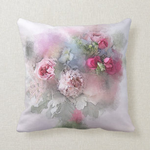 Blommigten Elegant för vattenfärg Ro Flowers  Ma Kudde