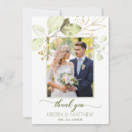 Blommigten Elegant för vattenfärgen Grönt Photo Br Tack Kort