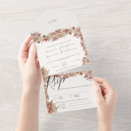 Blommigten elegant hösten alla i en bröllopsinbjud