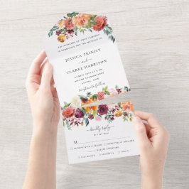Blommigten elegant hösten alla i en bröllopsinbjud