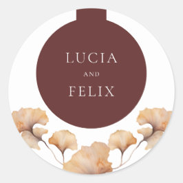 Blommigten elegant hösten - minimalistisk Bröllop Runt Klistermärke