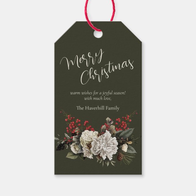 Blommigten Elegant i julafton Namn Presentetikett (Framsidan)