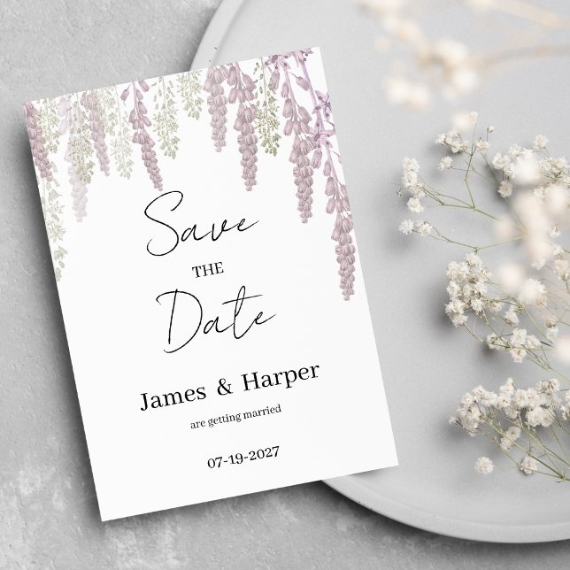 blommigten elegant maubt rosa mint grönt Spara dat Inbjudningar (Elegant mauve pink mint green floral Save the Date)