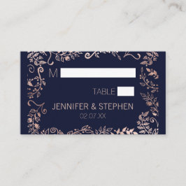 Blommigten elegant Navy Blue Ro Guld Placeringskort