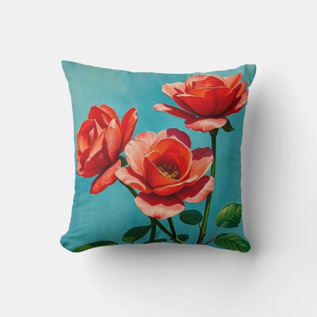Blommigten elegant Orange Ro Kudde (Framsida)