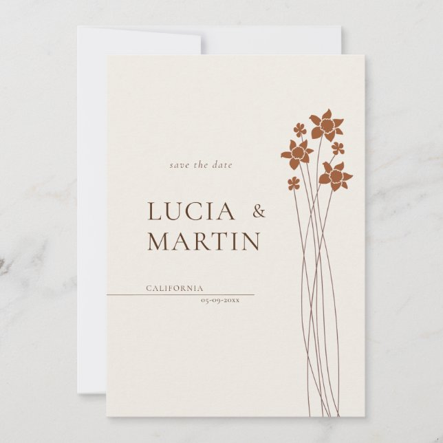 Blommigten elegant på hösten Spara datum Inbjudningar (Framsida)