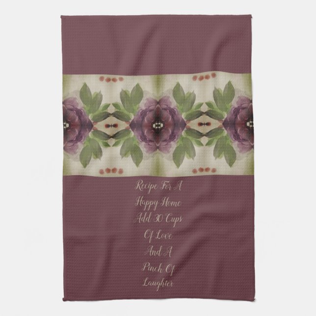 Blommigten elegant Plum har aktiverats Kökshandduk (Vertikal)
