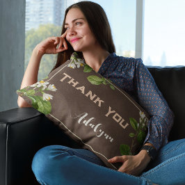 Blommigten elegant Retro Eget namn Text Brunt Lumbarkudde