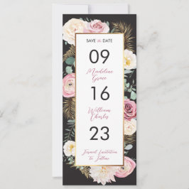Blommigten elegant Rosa och svart Spara datum Datumet