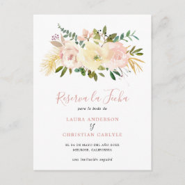 Blommigten elegant Rosa Spanska Spara datum Meddelande Vykort