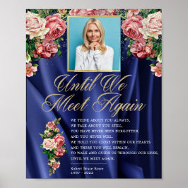 Blommigten Elegant Rosy Photo Funeral Dikt Sign Poster